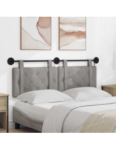 Testiera sospesa Con luce LED Grigio Chiaro Velluto