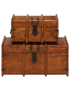 Set Forzieri 2 pz in Legno Massello di Acacia e Finitura Ambra
