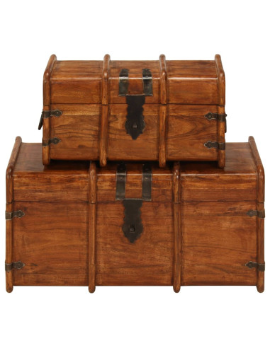 Set Forzieri 2 pz in Legno Massello di Acacia e Finitura Ambra