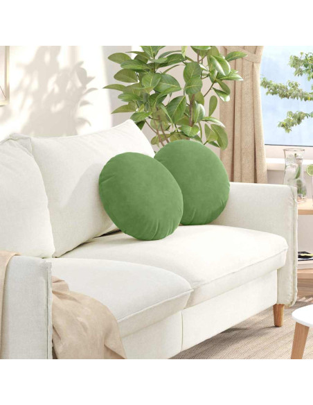 Cuscini per Seduta 2 pcs Verde chiaro Ø 40 x 13 cm Velluto