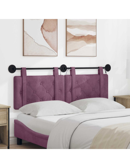 Testiera sospesa Con luce LED Viola Velluto