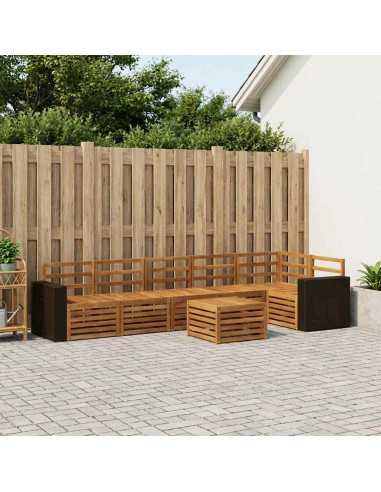 Set divano sezionale 7 pcs Naturale Legno di Acacia Massello