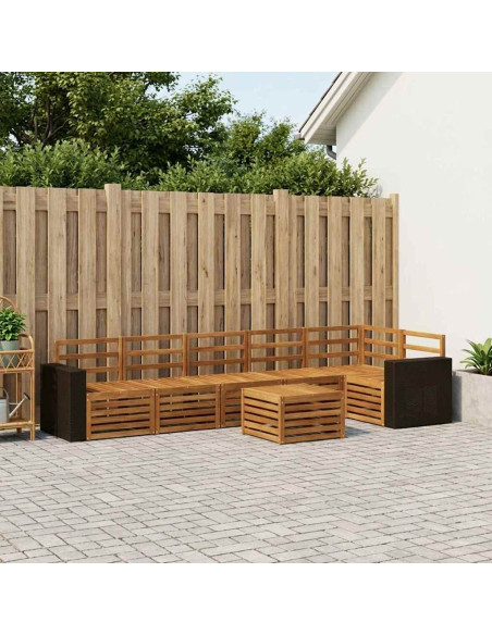 Set divano sezionale 7 pcs Naturale Legno di Acacia Massello
