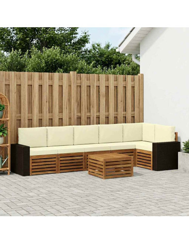 Set divano sezionale con cuscino 7 pcs Naturale e Crema