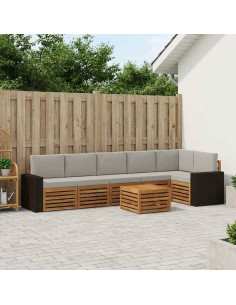 Set divano sezionale con cuscino 7 pcs Naturale e Grigio Chiaro