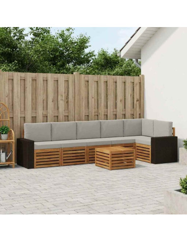 Set divano sezionale con cuscino 7 pcs Naturale e Grigio Chiaro