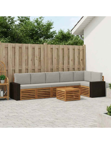 Set divano sezionale con cuscino 7 pcs Naturale e Grigio Chiaro