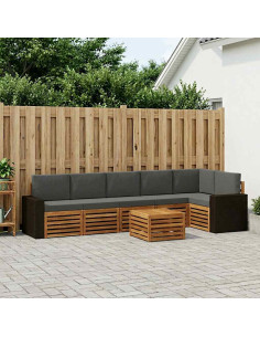 Set divano sezionale con cuscino 7 pcs Naturale e Antracite