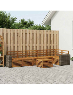 Set divano sezionale 7 pcs Naturale Legno di Acacia Massello