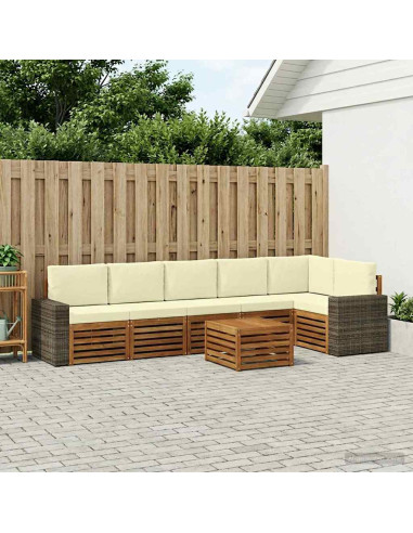 Set divano sezionale con cuscino 7 pcs Naturale e Crema