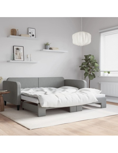 Divano Letto con Letto Estraibile Grigio Chiaro 100x190 Tessuto