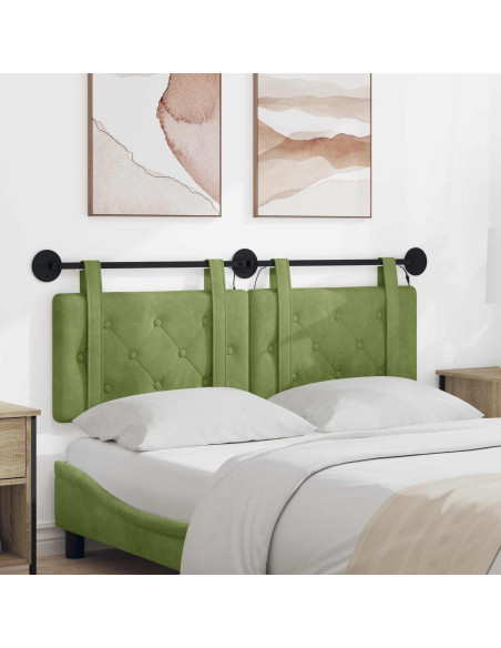 Testiera sospesa Con luce LED Verde chiaro Velluto