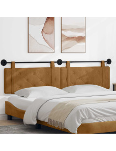 Testiera sospesa Con luce LED Marrone Velluto