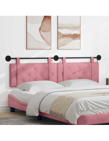 Testiera sospesa Con luce LED Rosa Velluto