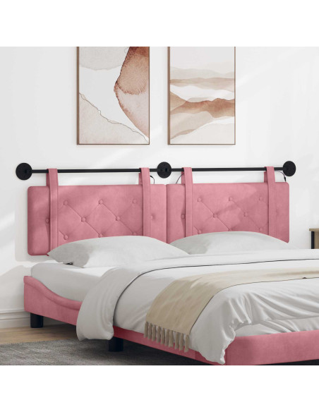 Testiera sospesa Con luce LED Rosa Velluto