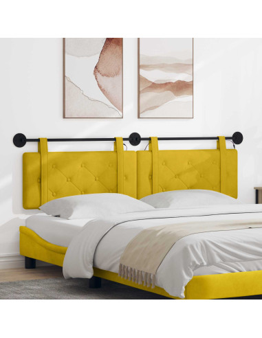 Testiera sospesa Con luce LED Giallo Velluto