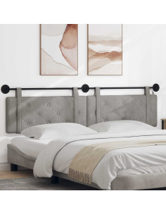 Testiera sospesa Con luce LED Grigio Chiaro Velluto