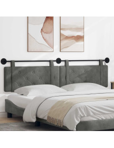Testiera sospesa Con luce LED Grigio Scuro Velluto
