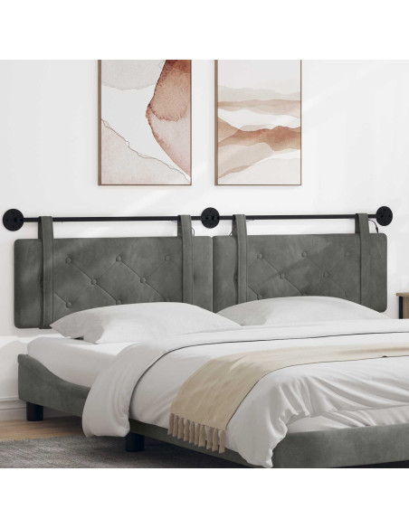 Testiera sospesa Con luce LED Grigio Scuro Velluto