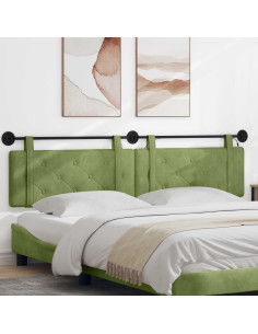 Testiera sospesa Con luce LED Verde chiaro Velluto
