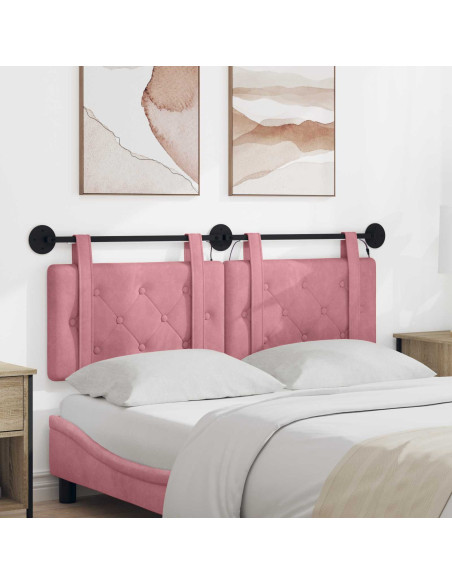 Testiera sospesa Con luce LED Rosa Velluto