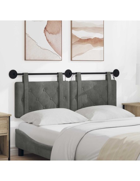 Testiera sospesa Con luce LED Grigio Scuro Velluto