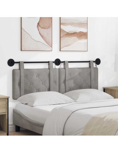 Testiera sospesa Con luce LED Grigio Chiaro Velluto