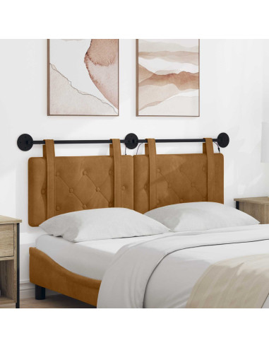 Testiera sospesa Con luce LED Marrone Velluto