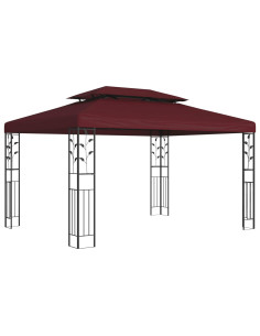 Gazebo 3,97 x 2,96 x 2,68 m Rosso Vino Poliestere e Acciaio