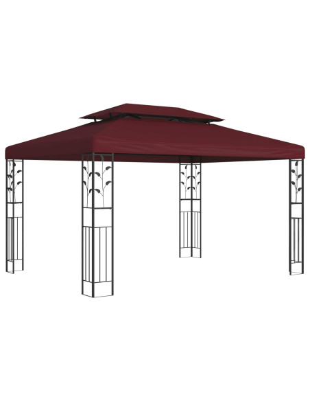 Gazebo 3,97 x 2,96 x 2,68 m Rosso Vino Poliestere e Acciaio