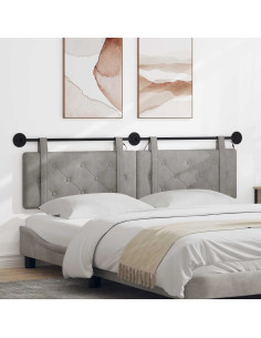 Testiera sospesa Con luce LED Grigio Chiaro Velluto