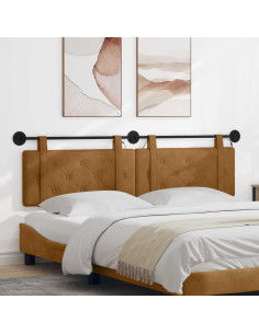Testiera sospesa Con luce LED Marrone Velluto