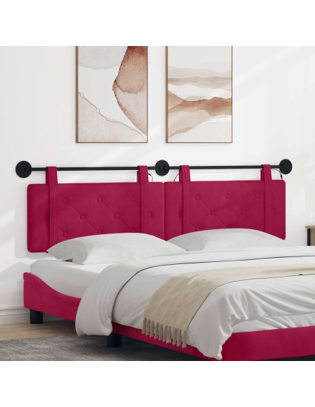 Testiera sospesa Con luce LED Rosso Vino Velluto