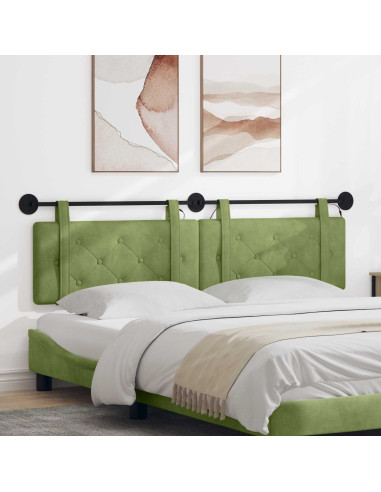 Testiera sospesa Con luce LED Verde chiaro Velluto