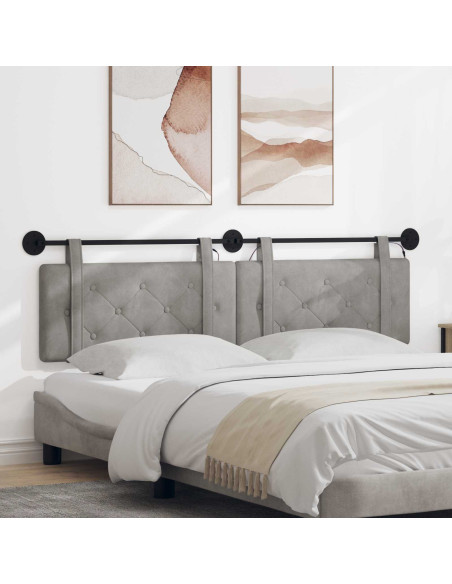 Testiera sospesa Con luce LED Grigio Chiaro Velluto