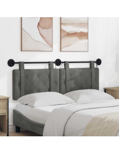 Testiera sospesa Con luce LED Grigio Scuro Velluto