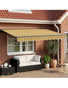 Tenda retrattile manuale Giallo, Grigio e Bianco 3,5 x 2 m
