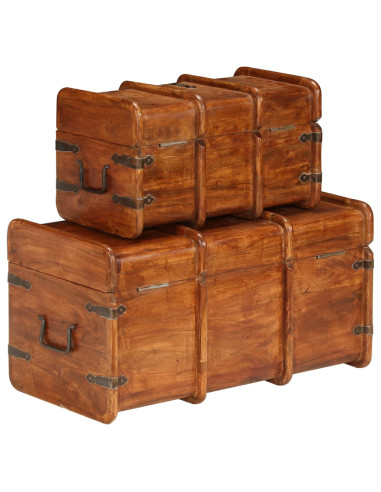 Set Forzieri 2 pz in Legno Massello di Acacia e Finitura Ambra