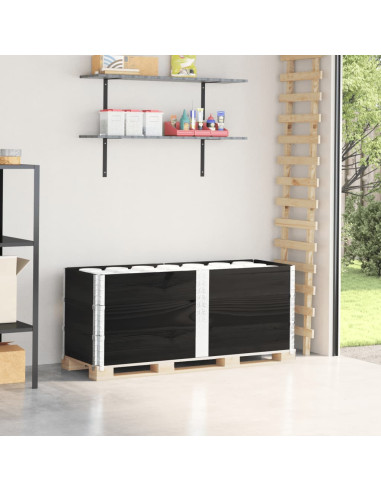Paretali per Pallet 3 pz Neri 150x50cm Legno Massello di Pino