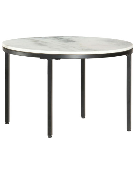 Tavolino da Salotto Bianco e Nero Ø65 cm in Vero Marmo Solido