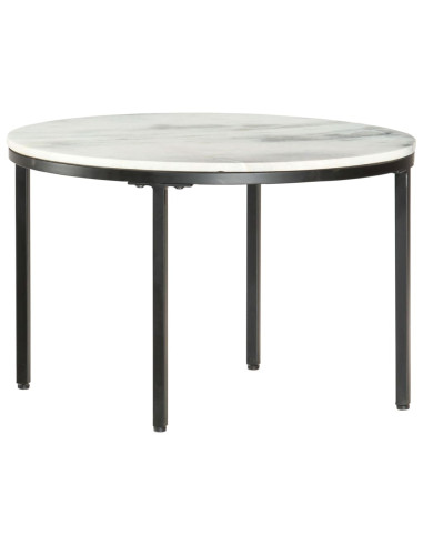 Tavolino da Salotto Bianco e Nero Ø65 cm in Vero Marmo Solido
