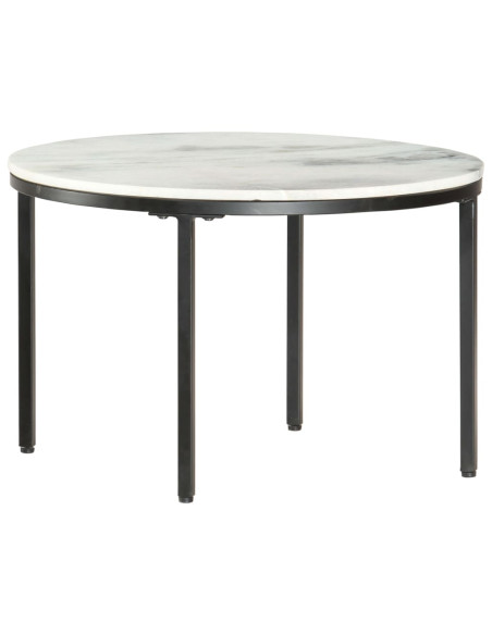 Tavolino da Salotto Bianco e Nero Ø65 cm in Vero Marmo Solido