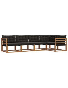 Set di divani con cuscino 5 pcs Naturale e Nero 2