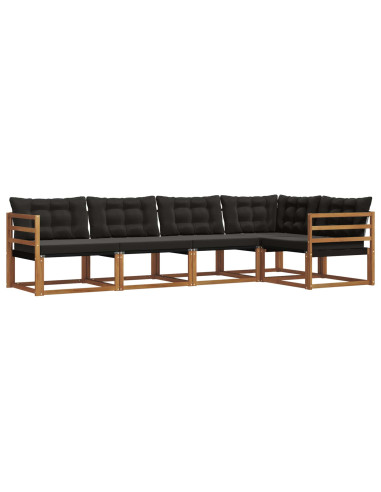 Set di divani con cuscino 5 pcs Naturale e Nero