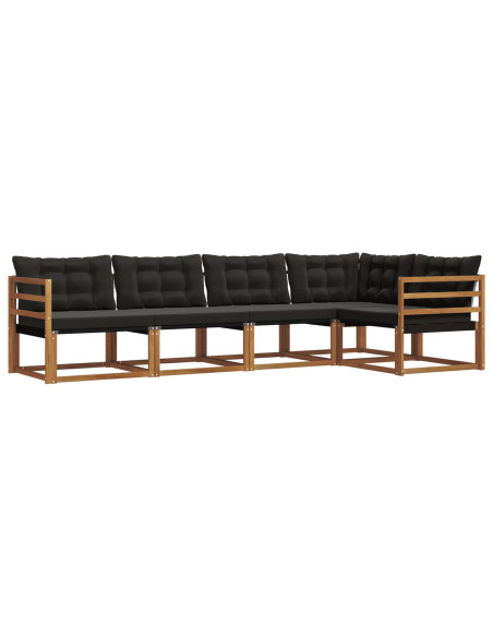 Set di divani con cuscino 5 pcs Naturale e Nero