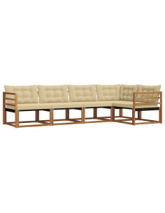 Set di divani con cuscino 5 pcs Naturale e Beige 2