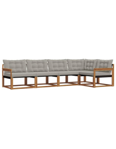 Set di divani con cuscino 5 pcs Grigio Naturale e Chiaro 2