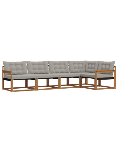Set di divani con cuscino 5 pcs Grigio Naturale e Chiaro