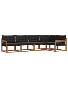 Set di divani con cuscino 5 pcs Naturale e Nero 2