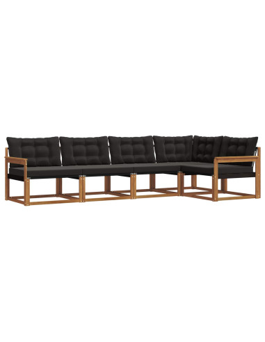 Set di divani con cuscino 5 pcs Naturale e Nero
